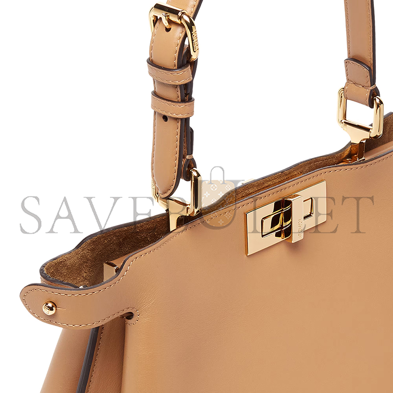 F**di peekaboo soft medium cappuccino-colored leather bag 8bn353aovhf19p8 (33*25.5*10cm)